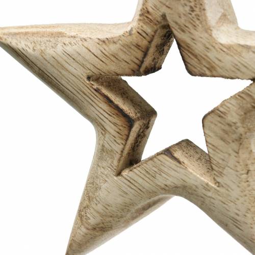 Floristik24 Sterne aus Holz zum Hängen Mangoholz 10,5–11,5cm 8 St