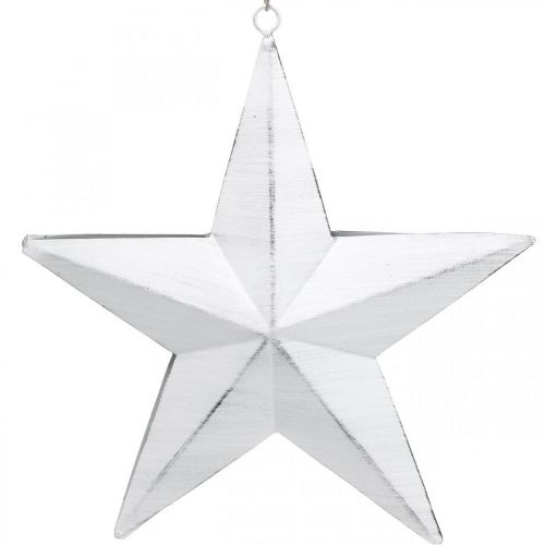 Stern zum Hängen, Christbaumschuck, Metalldeko Weiß 19,5×18,5cm | Floristik24.ch