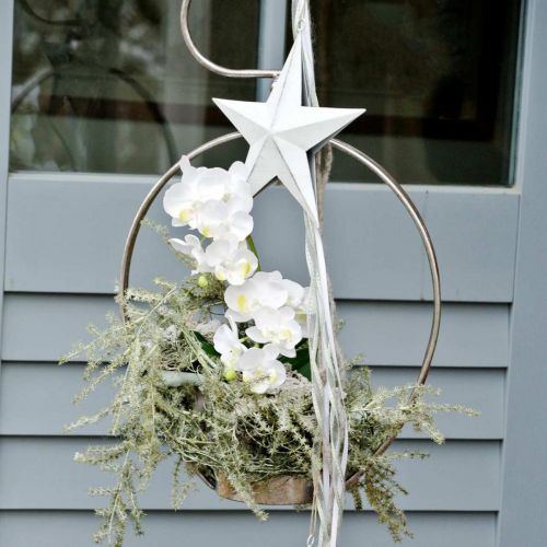 Stern zum Hängen, Christbaumschuck, Metalldeko Weiß 19,5×18,5cm | Floristik24.ch
