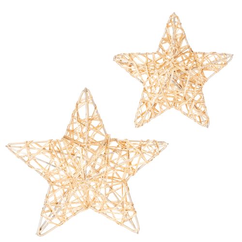 Deko Stern Set aus Draht zwei Grössen Gold 12 Stück