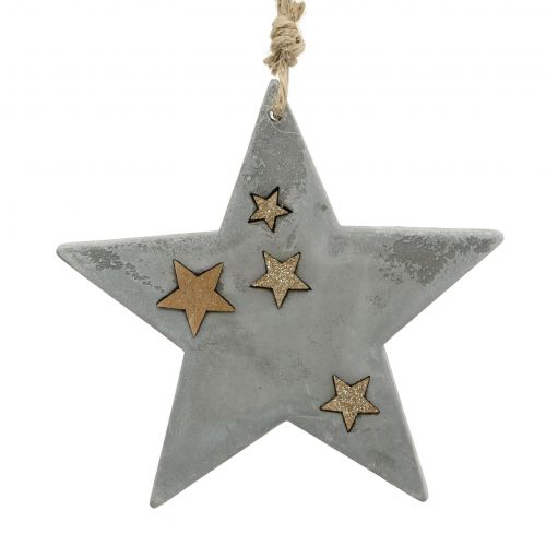 Weihnachtssterne zum Hängen aus Beton Grau-Gold 11,5cm 3St