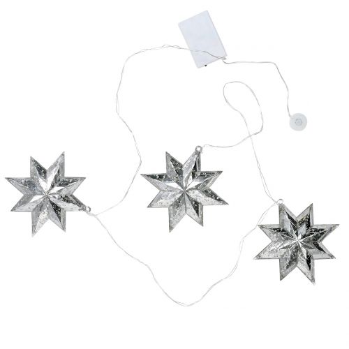 Sternenkette Acryl Silber 150cm x3 mit LED für Batterien