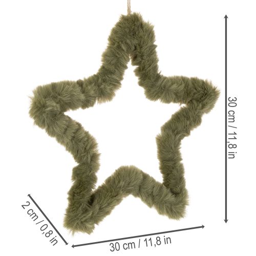 Stern zum Hängen aus Kunstfell in Grün, 30 cm, 3er-Set | Floristik24.ch