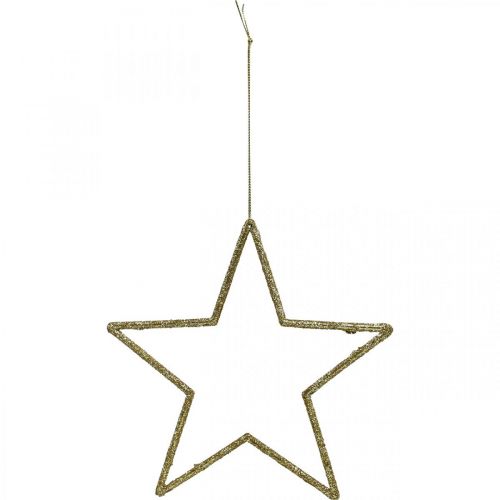 Artikel Weihnachtsdeko Stern Anhänger Golden Glitter 17,5cm 9St