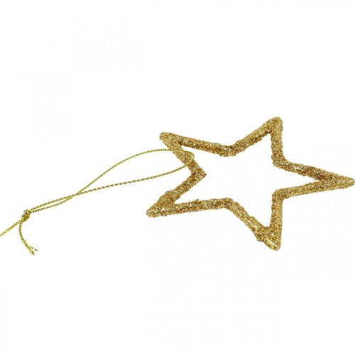 Floristik24 Weihnachtsdeko Stern Anhänger Golden Glitter 7,5cm 40 St