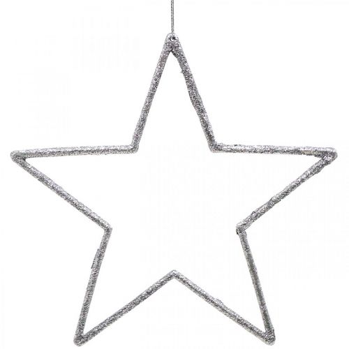 Artikel Weihnachtsdeko Stern Anhänger Silbern Glitter 17,5cm 9 St