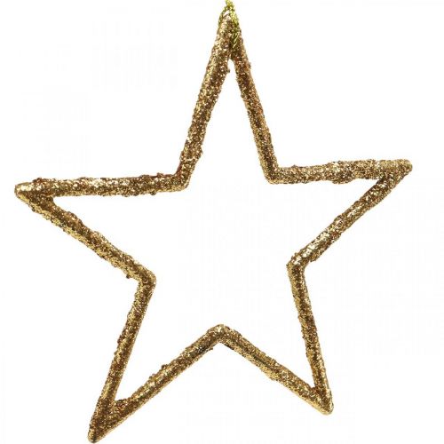 Floristik24 Glitzersterne, Adventsdeko, Sterndeko zum Hängen, Weihnachtsschmuck Golden 11,5×12cm 12St