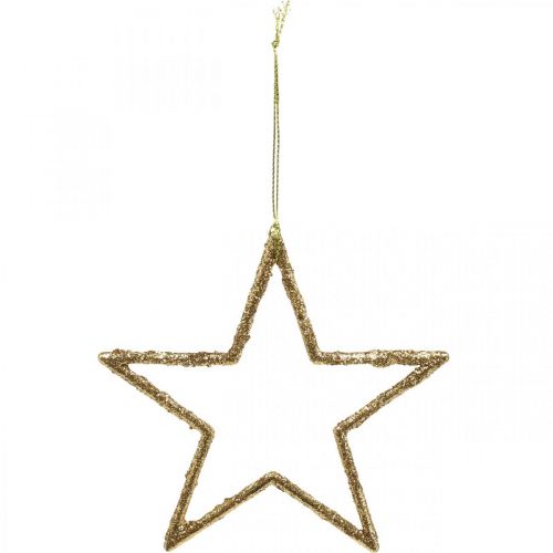 Floristik24 Glitzersterne, Adventsdeko, Sterndeko zum Hängen, Weihnachtsschmuck Golden 11,5×12cm 12St