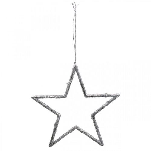 Floristik24 Stern zum Hängen, Christbaumschmuck, Deko Stern Silbern 11,5×12cm 12St