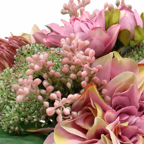 Floristik24 Blumenstrauß Dahlie und Protea, Seidenblumen, Sommerdeko L25cm
