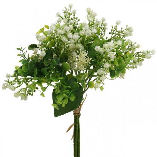 Floristik24 Deko-Blumenstrauß, Kunstblumenstrauß, künstliche Blumen Grün, Weiß L36cm