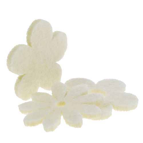 Floristik24 Streudeko Filzblume Creme Ø3,5cm 96St