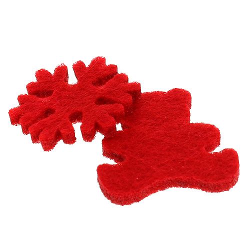 Floristik24 Streudeko Filzfiguren Rot 3cm 72 St