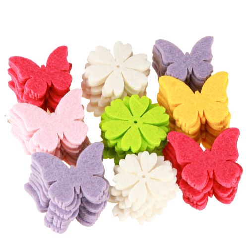 Artikel Streudeko Frühling Schmetterling Blumen 6 Farben 4cm 72 St