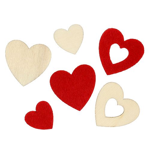 Streudeko Herzen Mix 2-3,5cm Rot, Natur 110St