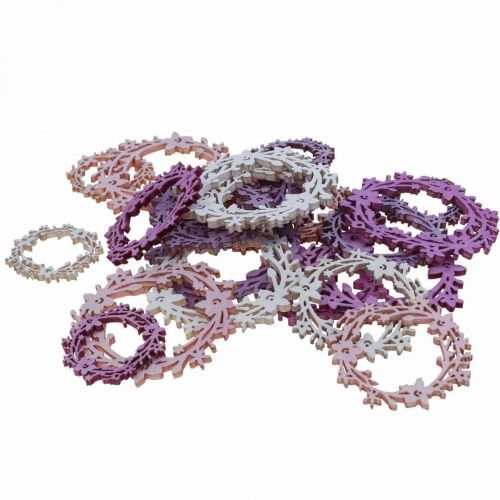 Floristik24 Streudeko Holz Blumenkranz Streuteile Frühling Bunt Ø3-5cm 24 St
