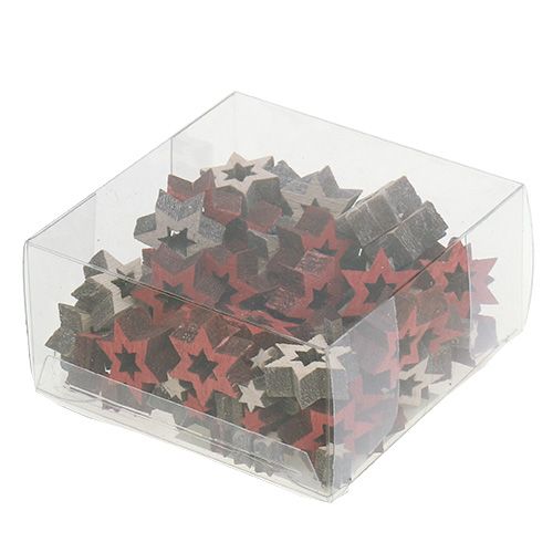Floristik24 Holz Sterne Mix zum Streuen Rot, Grau 2cm 96St