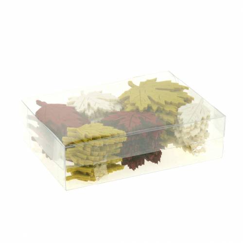 Floristik24 Streudeko Herbstblätter Filz Bordeaux/Creme/Grün 72 St