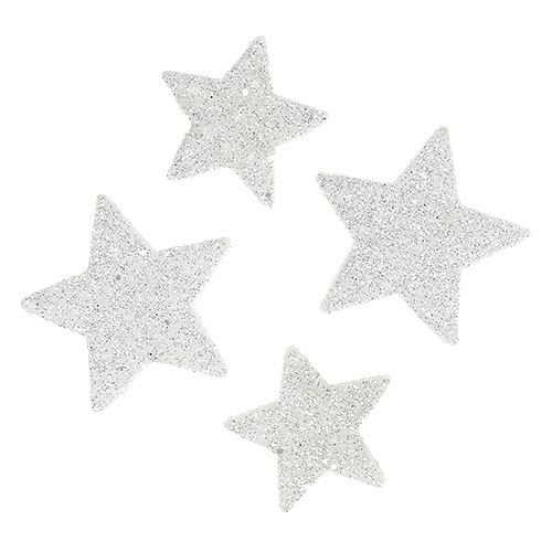 Streudeko Sterne weiß mit Glimmer 4-5cm 40St