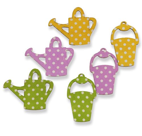 Floristik24 Gießkanne/Eimer aus Holz 8cm sortiert 12St