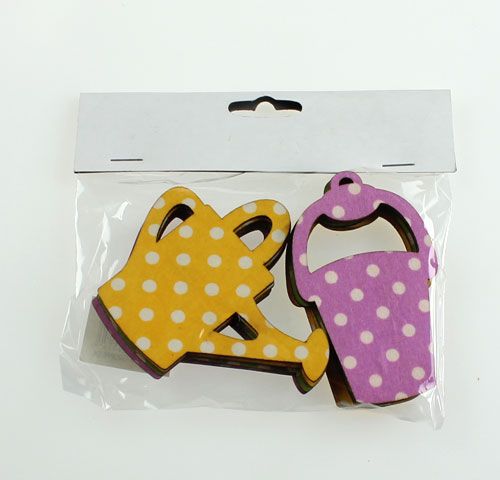 Floristik24 Gießkanne/Eimer aus Holz 8cm sortiert 12St