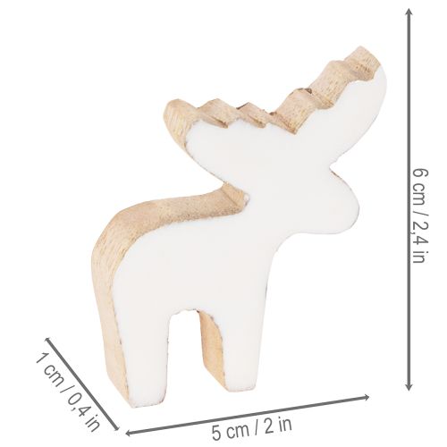 Elch Holzfigur stehend 6cm weiss natur im 8er Set für weihnachtliche Dekoration | Floristik24.ch