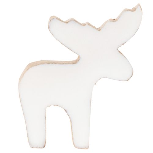 Elch Holzfigur stehend 6cm weiss natur im 8er Set für weihnachtliche Dekoration | Floristik24.ch