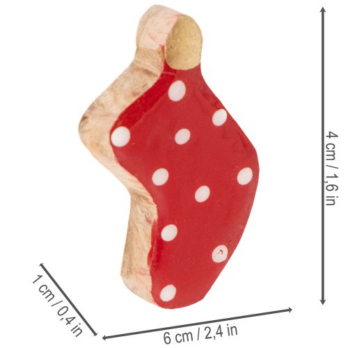 Socken aus Holz rot mit weissen Punkten 6cm 8er-Set Tischdekoration Weihnachten | Floristik24.ch