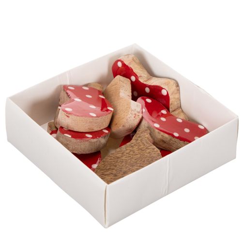 Socken aus Holz rot mit weissen Punkten 6cm 8er-Set Tischdekoration Weihnachten | Floristik24.ch
