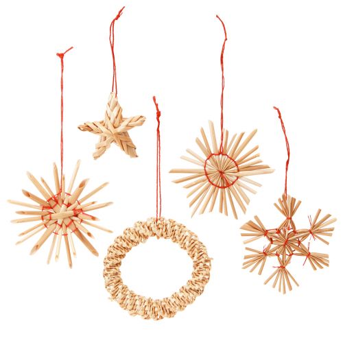 Artikel Strohsterne Christbaumschmuck Stroh Natur Rot Ø4-6cm 17 St