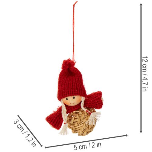 Strohanhänger Set mit Figuren und Sternen 4–6 cm 30-teilig Natur-Rot | Floristik24.ch