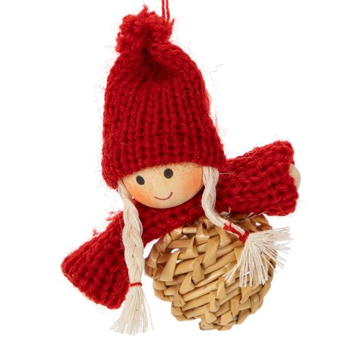 Strohanhänger Set mit Figuren und Sternen 4–6 cm 30-teilig Natur-Rot | Floristik24.ch