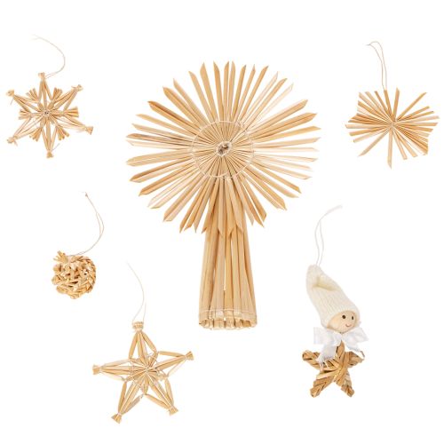 Strohstern-Set aus 35 Figuren und Sternen für Christbaumschmuck, naturfarben online kaufen | Floristik24.ch