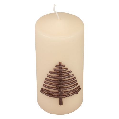 Artikel Weihnachtskerze Beige Tannenbaum Design 150/70mm 63h RAL