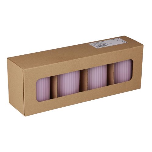 Floristik24 Stumpenkerzen Flieder Rillenkerzen Kerzen Deko 70/90mm 4 St