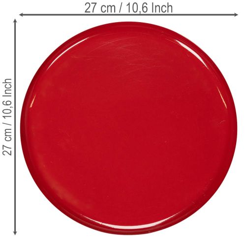 Deko-Tablett Metall Rot rund