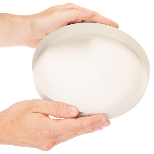 Rundes Tablett aus Metall 20 cm Taupe für Dekoration und Aufbewahrung | Floristik24.ch