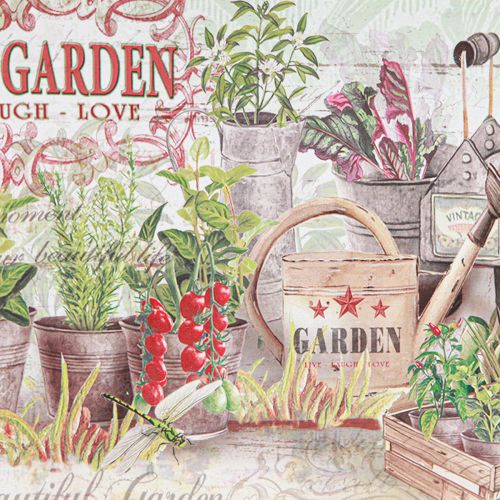 Artikel Tablett Oval mit Griff Fresh Garden Vintage 39x27x3,5cm