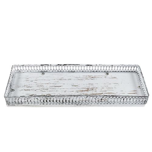 Floristik24 Tablett eckig 36cm x 13cm H 4cm Weiß 1St