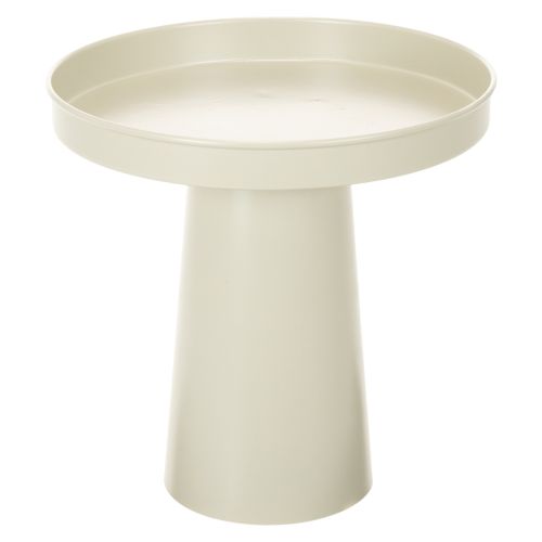 Metall Tablett mit Standfuss 20 cm Beige-Grau für Kerzen und Deko