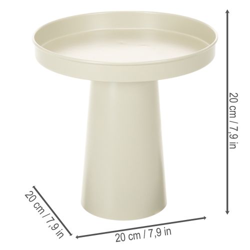 Metall Tablett mit Standfuss 20 cm Beige-Grau für Kerzen und Deko | Floristik24.ch