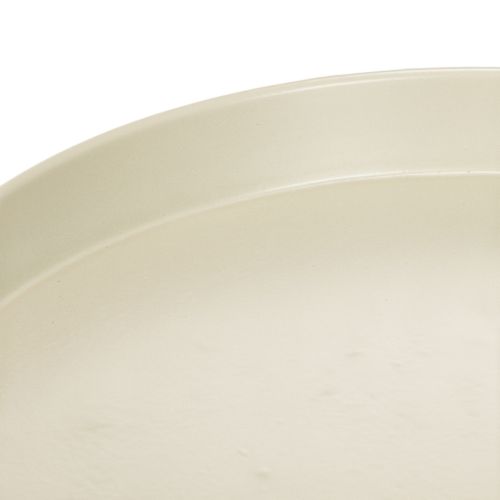 Metall Tablett mit Standfuss 20 cm Beige-Grau für Kerzen und Deko | Floristik24.ch