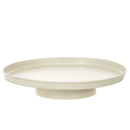 Dekotablett rund Metall 30 cm beige für Wohn- und Pflanzendekoration
