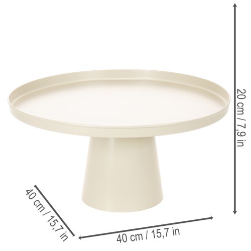 Dekoteller Metall rund beige 40 cm Durchmesser 20 cm hoher Fuss | Floristik24.ch