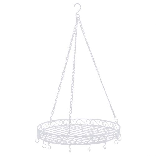 Floristik24 Tablett mit Haken Ø44,5cm zum Hängen Weiß