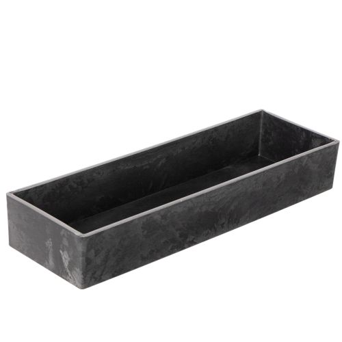 Rechteckige Dekoschale mit Griffen 32 cm aus Kunststoff in Anthrazit