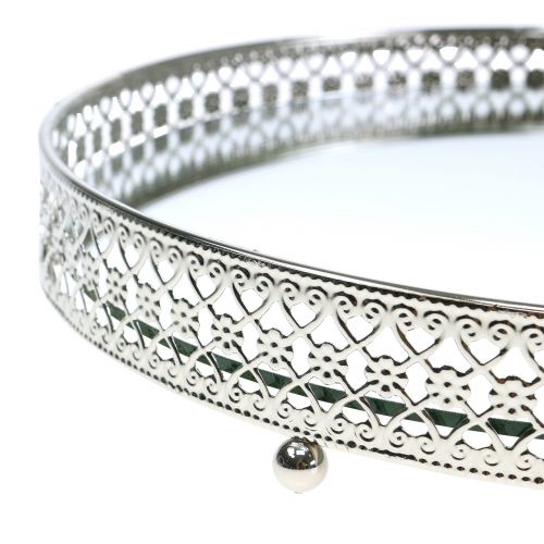 Floristik24 Tablett Spiegelglas Silber Ø25cm