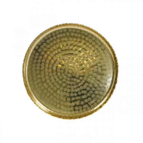 Tablett Orient-Optik, Dekoteller Golden, Metalldeko Ø18,5cm