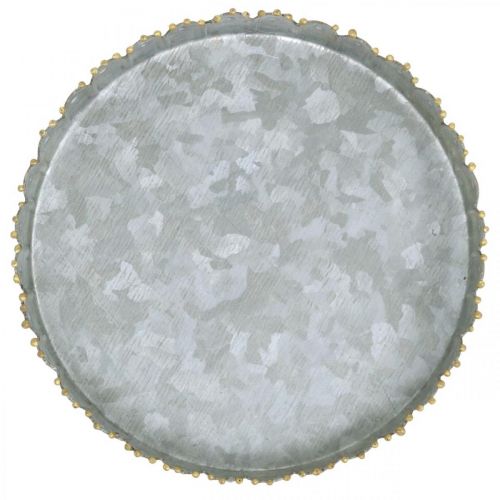 Floristik24 Dekotablett Metall, Tischdeko, Teller zum Dekorieren Silbern/Golden Ø18,5cm H2cm