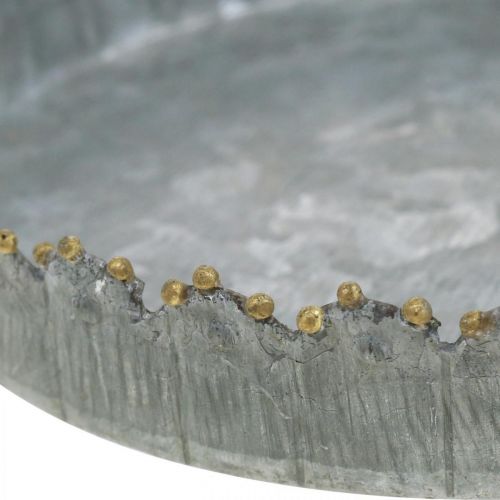 Floristik24 Dekotablett Metall, Tischdeko, Teller zum Dekorieren Silbern/Golden Ø18,5cm H2cm